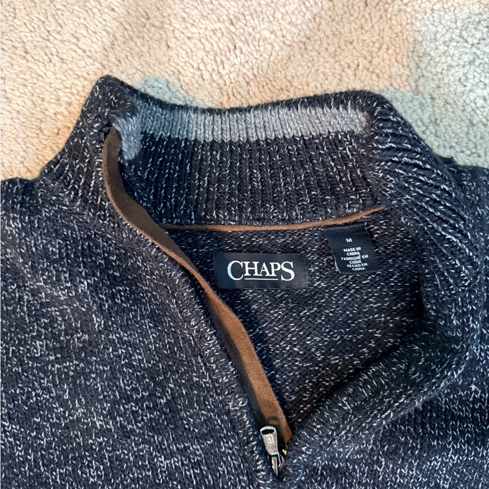 Chaps Men's Marbled Gray Quarter-Zip Sweater